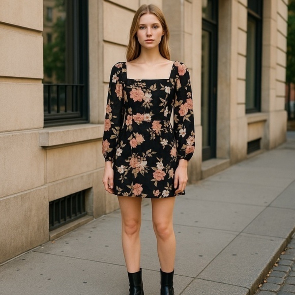All In Favor Sleeve Minidress Black Salmon